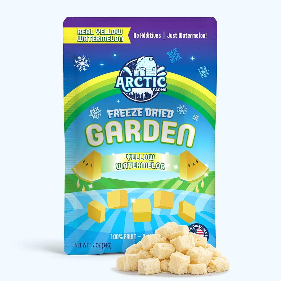 Freeze-Dried Yellow Watermelon Pieces, 1 Ingredient, No Added Sugar, Crunchy Fruit Snack, Large Resealable Bag (1.2 oz)