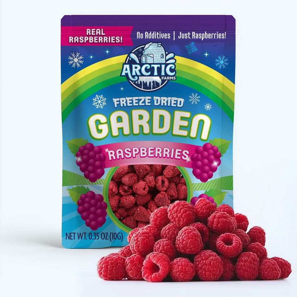 Freeze-Dried Whole Red Raspberry, Bright, Tangy Berry Snack, Pack of 3 Resealable Bags (0.32 oz each)