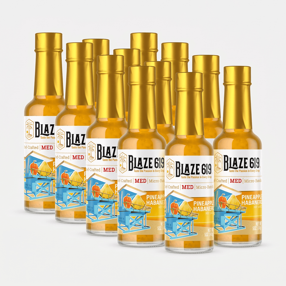 Pineapple Habanero Hot Sauce, White Wine Vinegar & Garlic, Sweet Heat, 5 oz Bottles, Case of 12