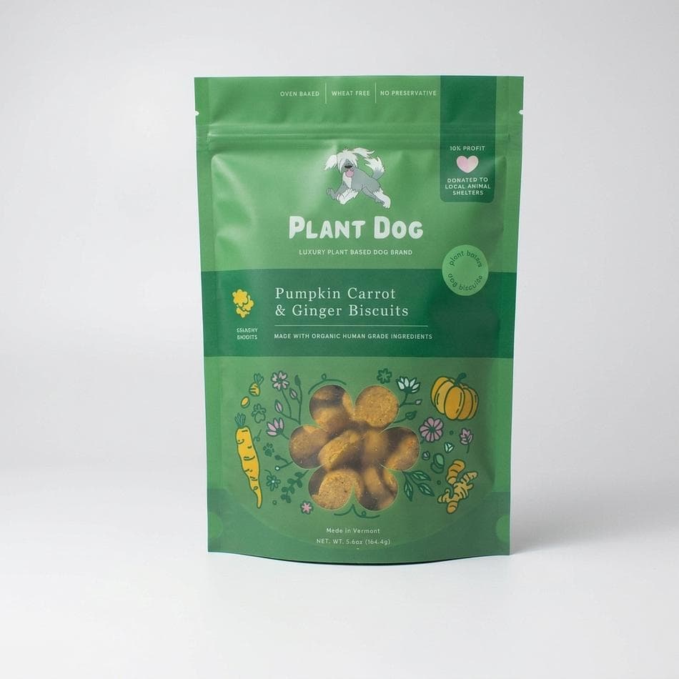 Organic Pumpkin Carrot Ginger Dog Biscuits, Oat Flour & Coconut Oil, Digestive Support, 5.8 oz Bag