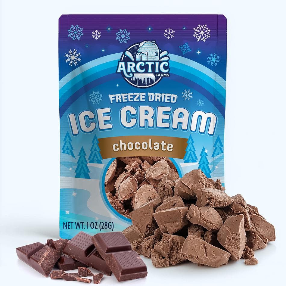 Freeze-Dried Ice Cream Bits, Chocolate, No-Melt Crunchy Snack, Shelf-Stable, Pack of 3 Resealable Bags (1 oz each)