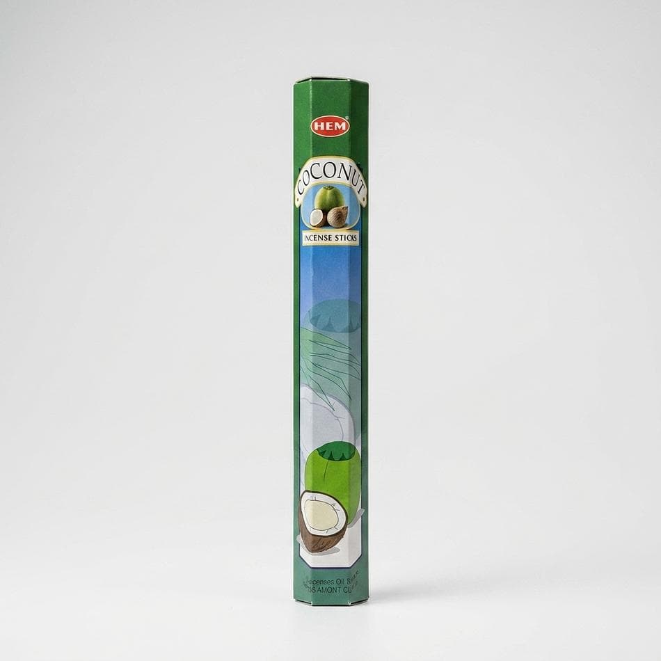 Coconut Incense Sticks, HEM Hexagon Tube, Sweet Creamy Aroma, 20 Sticks, Home Relaxation Scent