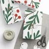 Holiday Berry Botanical Wrapping Paper Roll — Festive Green & Red Gift Wrap-1