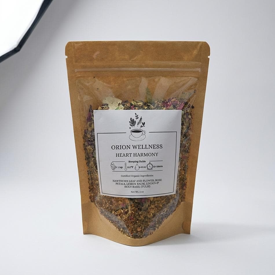 Loose Leaf Herbal Tea, Hawthorn Rose Lemon Balm Tulsi, Heart & Mood Support, Caffeine-Free, 1.5 oz or 3 oz