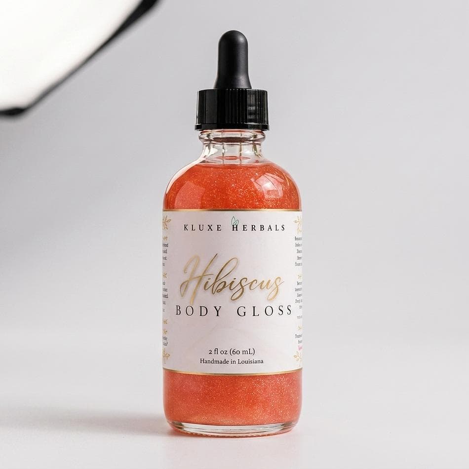 Herbal Body Oil, Organic Hibiscus, Grapeseed & Jojoba, Radiant Non-Greasy Glow, 2 oz