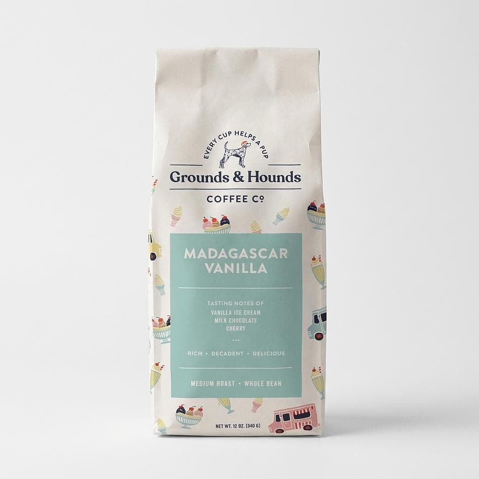 Vanilla Flavored Whole Bean Coffee, 100% Arabica, Dessert-Like Vanilla Notes, 12 oz Bag