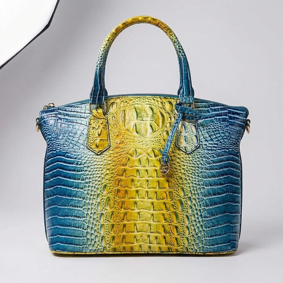 Gradient Ombre PU Leather Tote Handbag, PU & Polyester, Everyday Medium Purse, 11.8 x 5.1 x 10.6 in