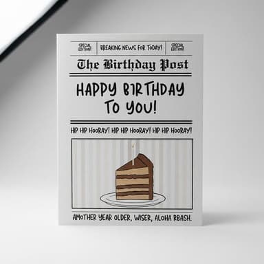 Birthday Greeting Cards Set, 100% Recycled Paper, Hand-Drawn Designs, Last-Minute Ready, 5-Pack w/ Envelopes