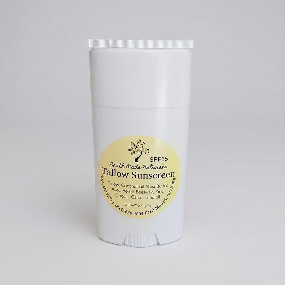 Mineral Tallow Sunscreen, Zinc Oxide, Cocoa Butter & Avocado Oil, Broad Spectrum SPF ~35, Travel Stick