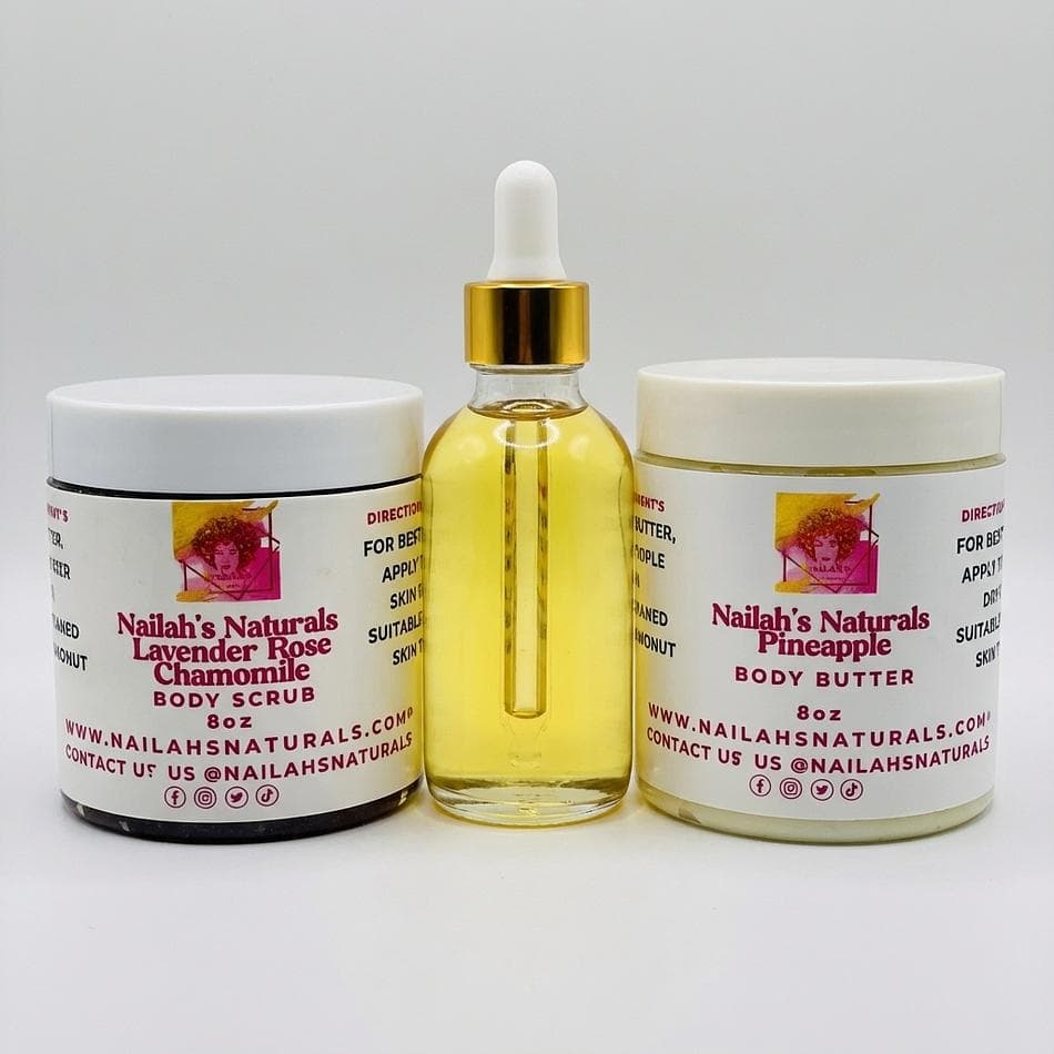 Body Butter & Sugar Scrub Gift Set + Rose Body Oil, Moisturizing Glow, 8oz + 8oz + Bonus Mini Scrub