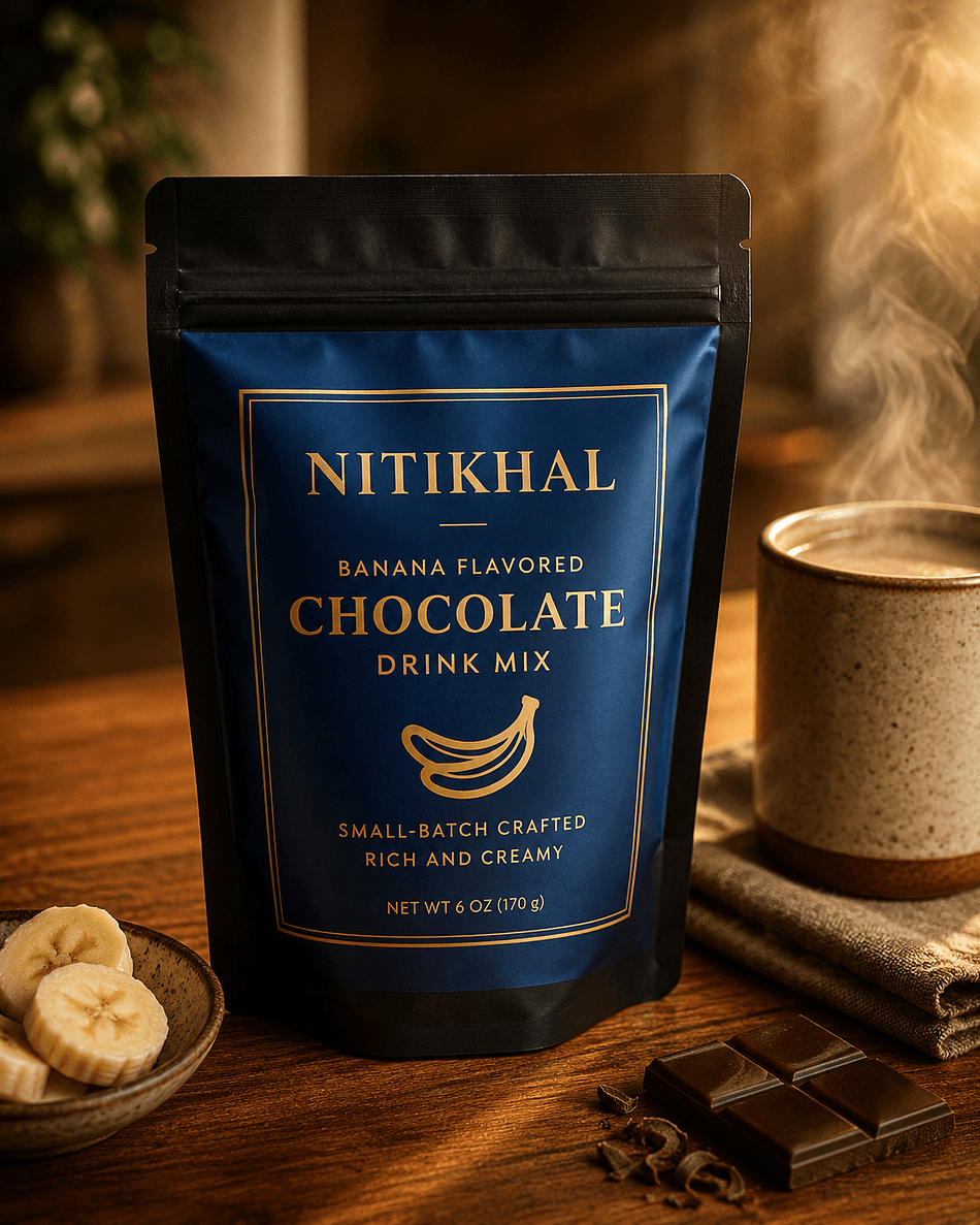 Banana Hot Cocoa Mix, Dutch Cocoa & Real Banana, Creamy Milk Powder, Smooth Sweet Comfort, 1 Bag