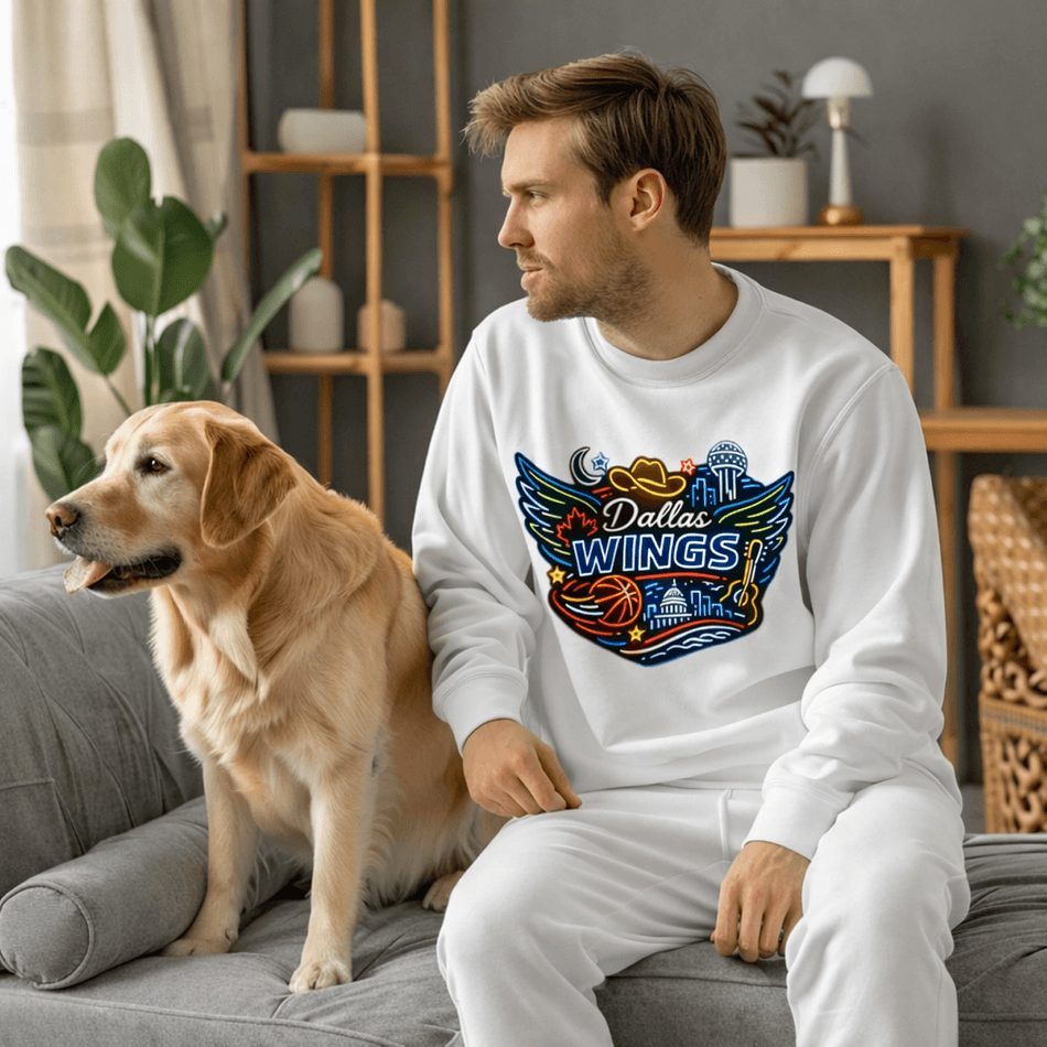Dallas Wings Unisex Sweatshirt • Neon Basketball Graphic • Dallas Fan Apparel