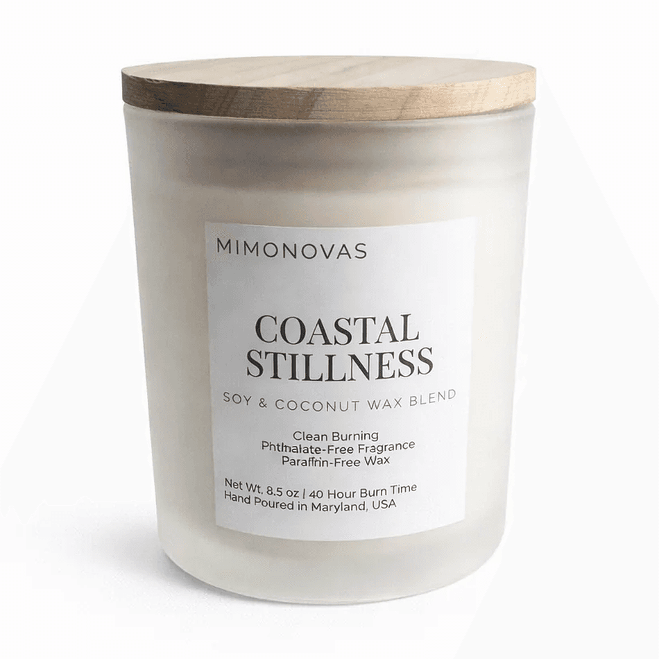 Scented Candle, Soy & Coconut Wax, Coastal Marine Citrus & Cedar, Clean-Burning Cotton Wick, Frosted Glass Jar, 8.5 oz