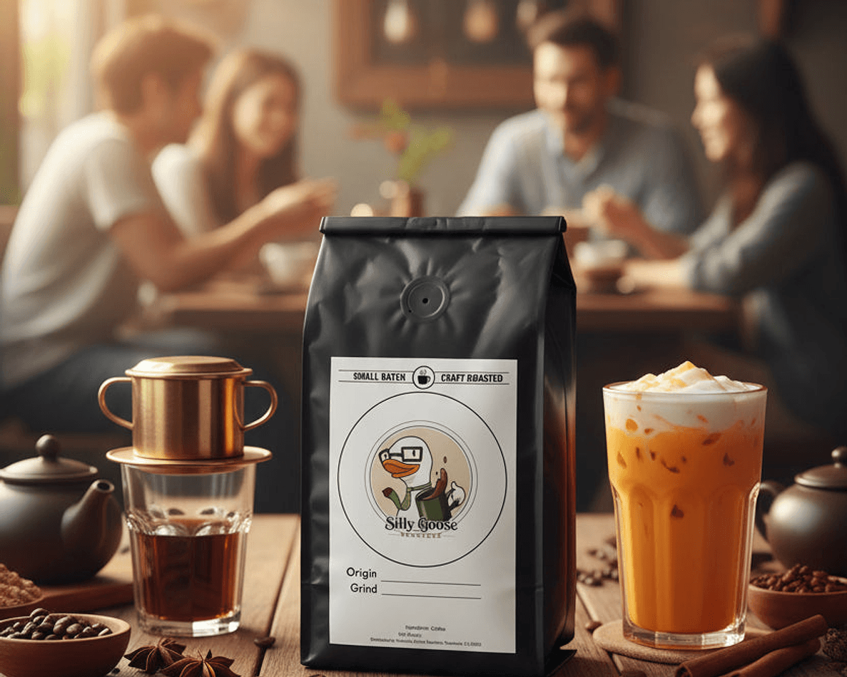 Medium Roast Coffee Blend, Southeast Asian Beans, Herbal Notes & Heavy Body, 12 oz Bag. ***LET US KNOW IF YOU PREFER WHOLE BEANS OR STANDARD GRIND***