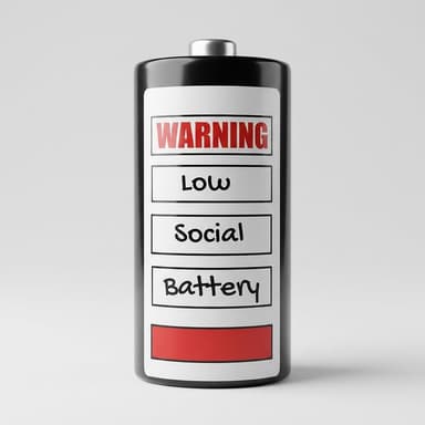 Waterproof Removable Vinyl Sticker, Low Social Battery, Dishwasher Safe, 4x4 in, Classic White