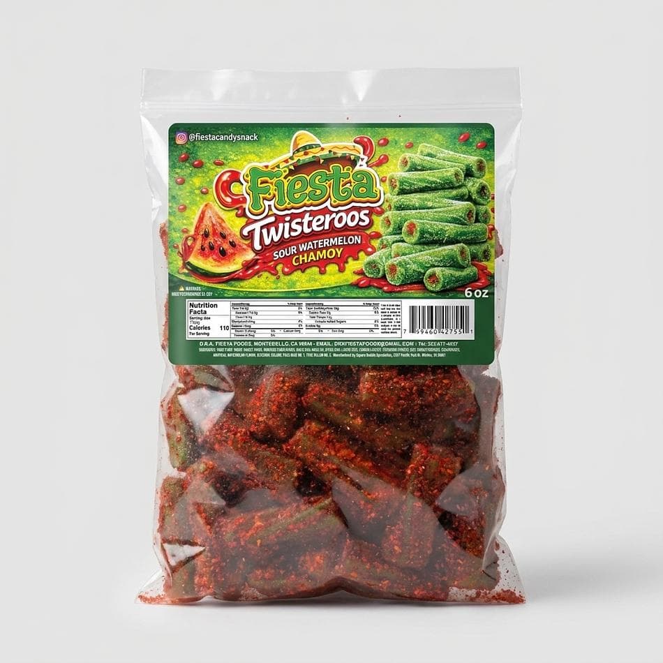 Sour Watermelon Licorice Twists, Watermelon Flavor, Chewy Candy Ropes, 6 oz Bag