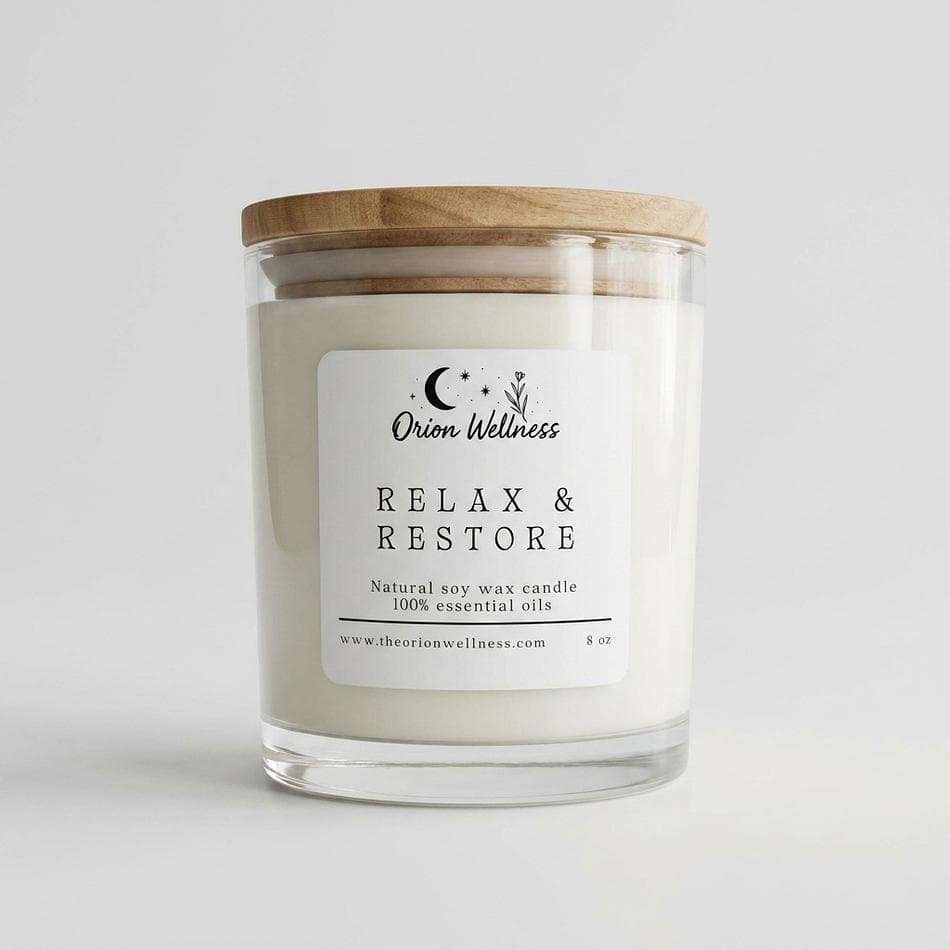 Soy Wax Candle, Lavender Vanilla Cedarwood, Relaxing Aromatherapy, 8 oz Jar, 40–45 Hr Burn, Cotton Wick