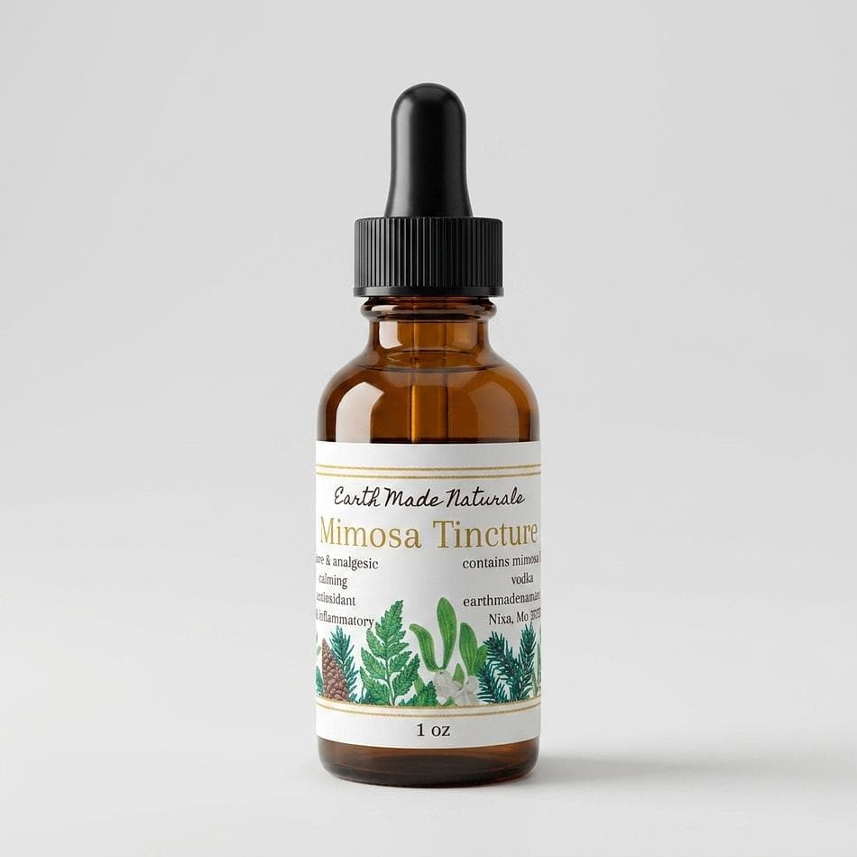 Mimosa Herbal Tincture, Farm-Grown Mimosa, Stress & Body Comfort Support, 1 oz or 2 oz Dropper Bottle