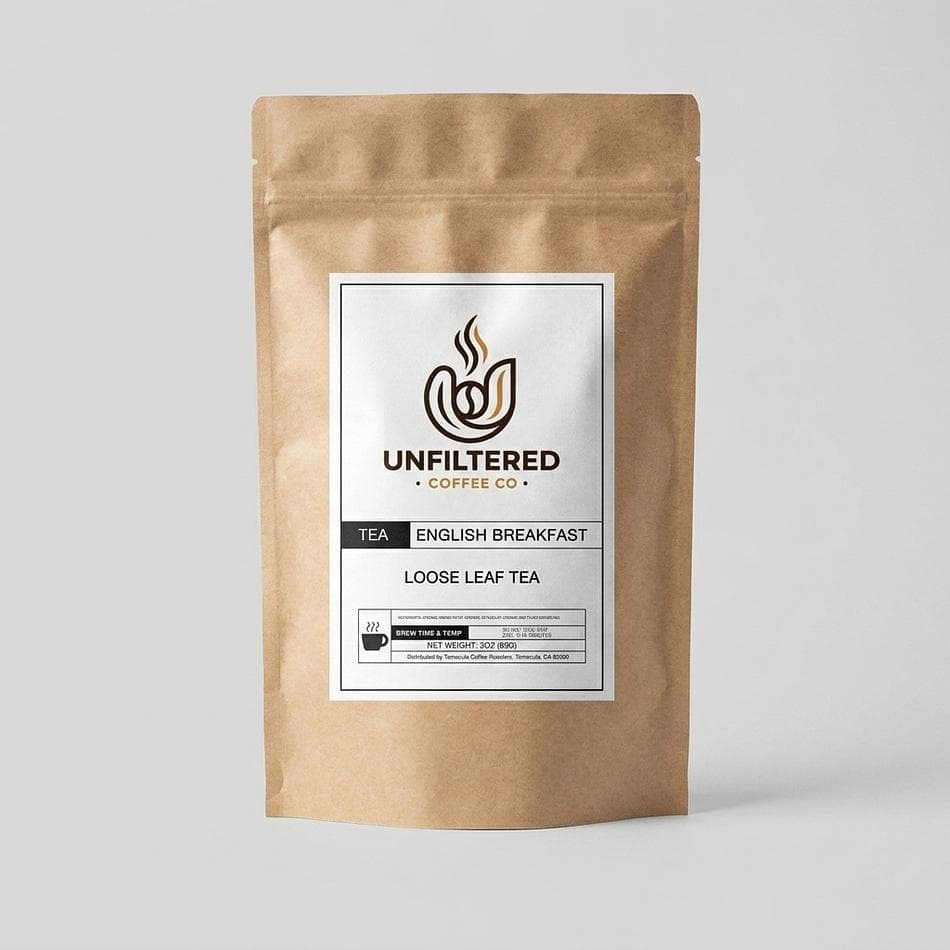 English Breakfast Loose Leaf Black Tea, African & Indian Blend, Bold Morning Cup, 3 oz Pouch