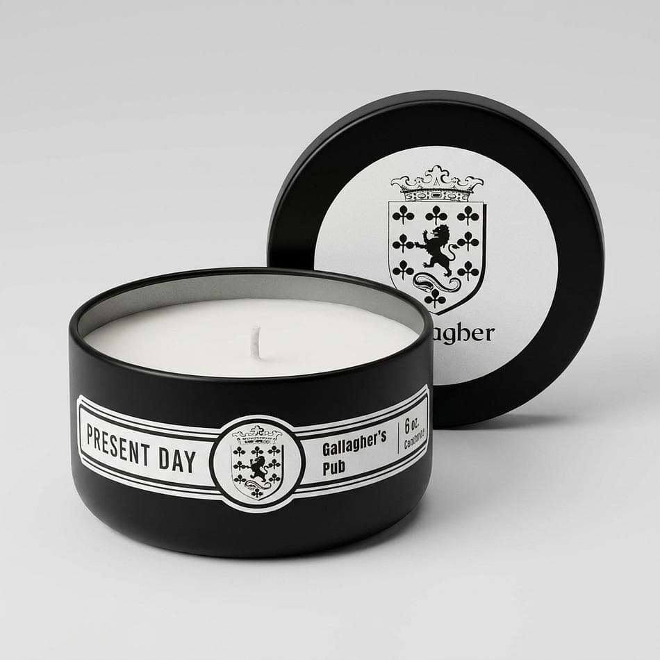 Scented Candle in Gift Tin, Coconut Wax Blend, Whiskey & Tobacco + Leather, Cozy Masculine Scent, 6 oz