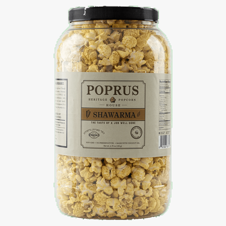 Shawarma Spiced Popcorn, Coconut Oil Kettle-Popped, Savory Gourmet Crunch, Kosher Parve Dairy-Free, 6.70 oz Jar
