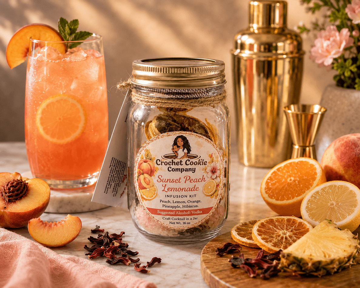 Sunset Peach Lemonade Cocktail Infusion Kit Jar, 16oz