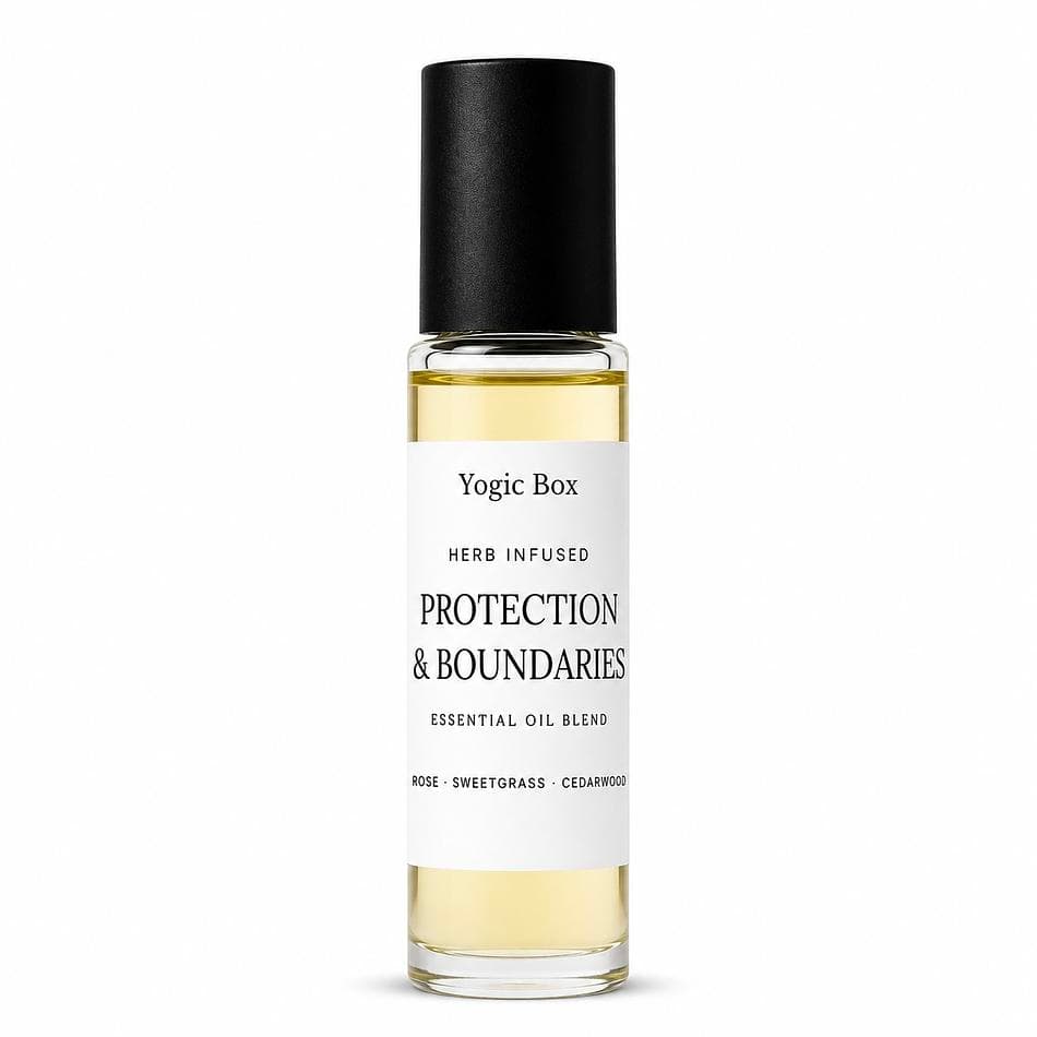 Herb-Infused Protection & Boundaries Essential Oil Roll-On Blend, Aromatherapy, Cedarwood, Sweetgrass & Rose, 10ml