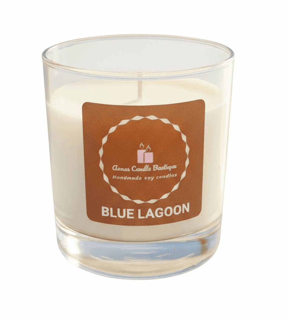 Blue Lagoon Scented Candle, Ozone & Marine Notes, Jasmine + Geranium, Amber Woods, 11 oz Jar