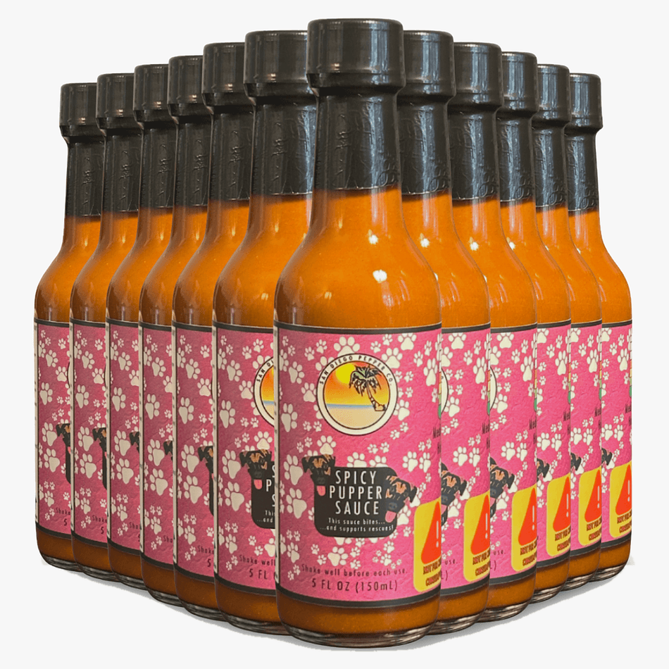 Spicy Pupper Sauce | Chile de Arbol, Chili & Lime, Zesty Baja Flavor, 5 oz Bottles, Case of 12