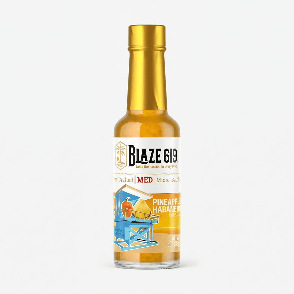 Pineapple Habanero Hot Sauce, White Wine Vinegar & Garlic, Sweet Heat, No Sugar Added, Gluten-Free, 5 oz