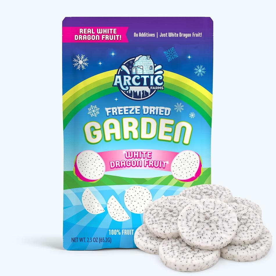 Freeze-Dried White Dragon Fruit Slices (Red Skin, White Flesh), Mild, Refreshing, Delicately Sweet Exotic Crunch, Large Resealable Bag (2.3 oz)
