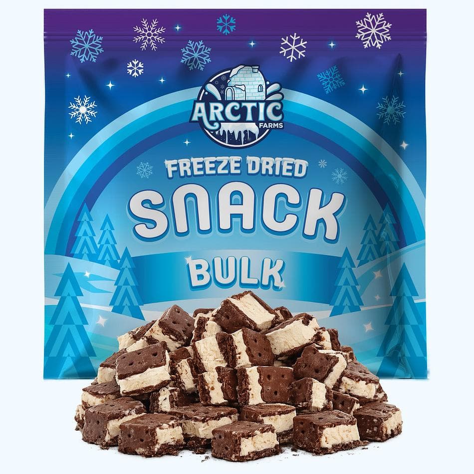 Freeze-Dried Ice Cream Sandwich Bites, Vanilla, Real Ice Cream, Crunchy No-Melt Snack, Bulk Bag (1 lb)