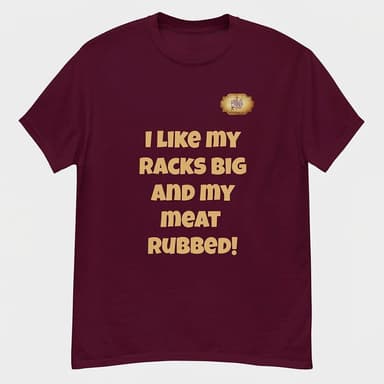 BBQ Graphic T-Shirt, 100% Cotton Classic Fit, Funny Ribs “I Like Big Racks”, Short Sleeve Tee, Sizes S–5XL