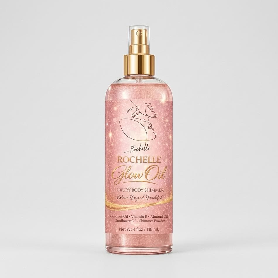 Shimmer Body Oil Spray, Coconut & Sunflower Oil + Vitamin E, Radiant Glow, Baby Powder Scent, 4 oz