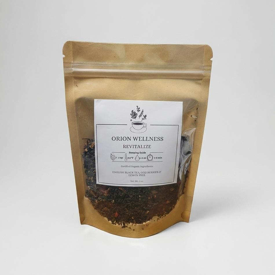 Energy & Focus Black Tea, Goji Berries & Lemon Peel, Smooth Caffeine Boost, Loose Leaf 2 oz