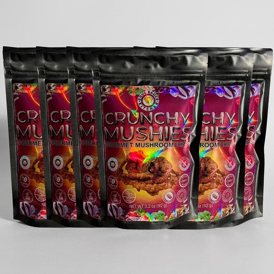 Crunchy Mushroom Snack Bites, Brown Beech Mushrooms & Sea Moss, Crispy Savory Topping, Wholesale 6-Pack, 46g or 92g