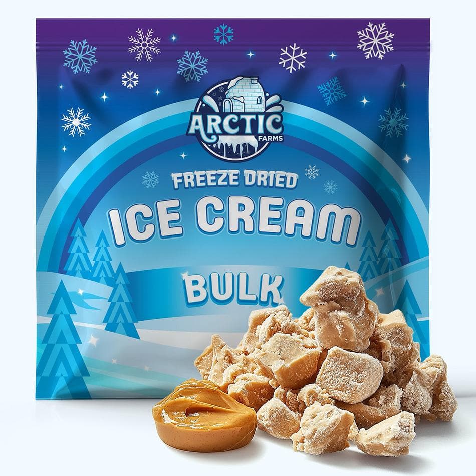 Freeze-Dried Ice Cream Bits, Peanut Butter, No-Melt Crunchy Snack, Shelf-Stable, Bulk Bag (1 lb)