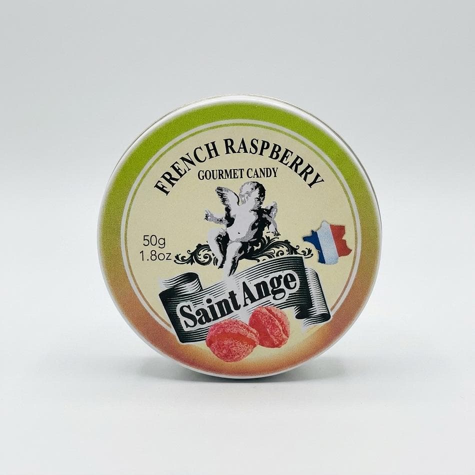 Raspberry Pastilles Candy, Natural Flavor, Classic French-Style Sweets, Metal Tin, 1 Pack