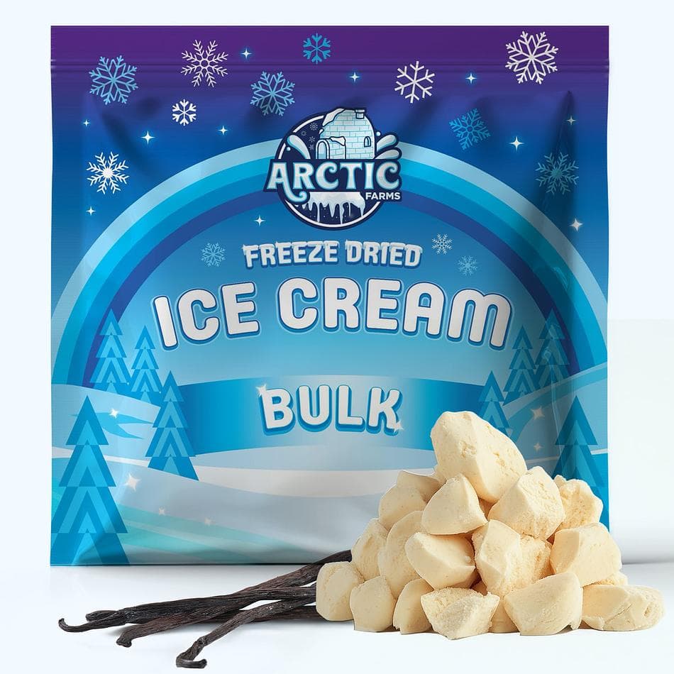 Freeze-Dried Ice Cream Bits, Vanilla, No-Melt Crunchy Snack, Shelf-Stable, Bulk Bag (1 lb)