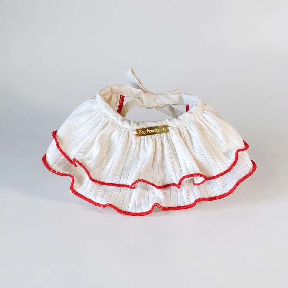 Dog Skirt, Cotton Blend Contrast Trim, Adjustable Drawstring Waist, Lettuce Hem, Sizes XS–XL