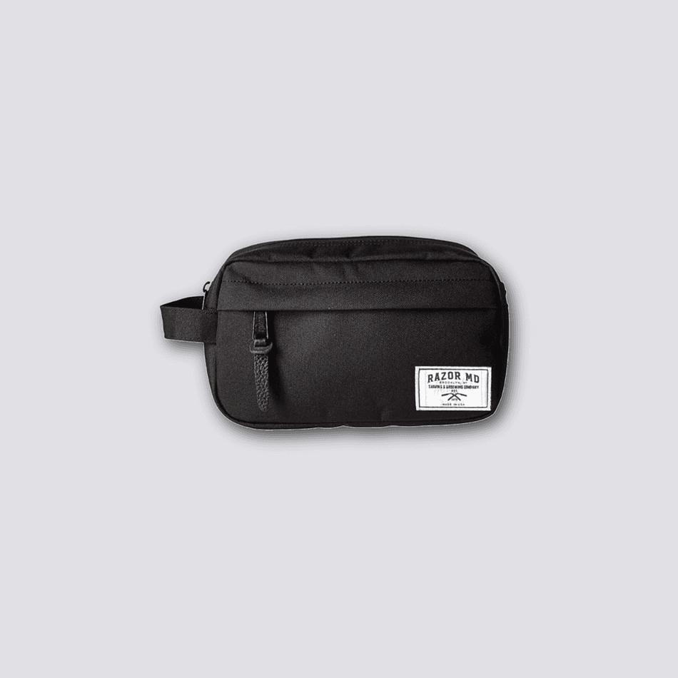 Black Toiletry Dopp Bag, Wipe-Clean Travel Organizer, Carry Handle, Holds Full-Size Grooming Items, 1 Pack
