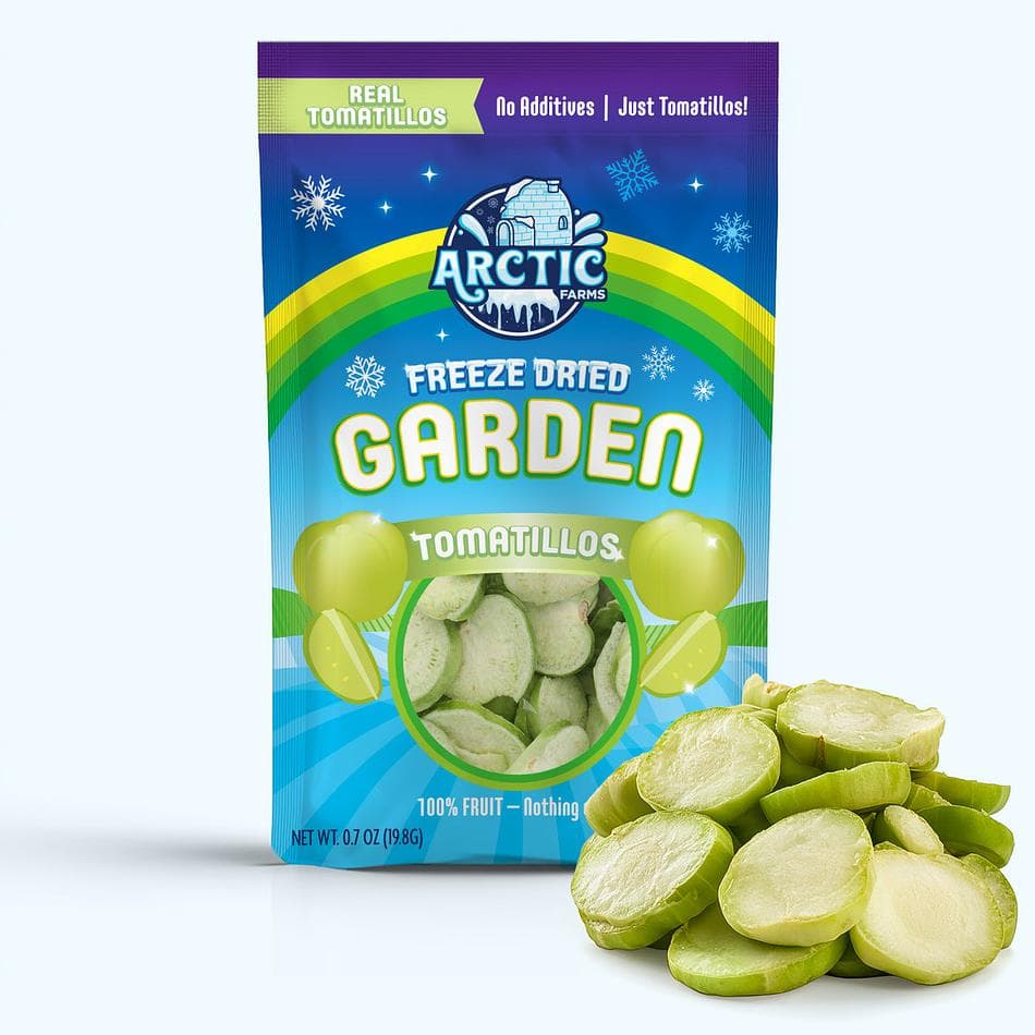 Freeze-Dried Tomatillos, 100% Real Tomatillos, Bold Tangy Crunch, Large Resealable Bag (0.7 oz)