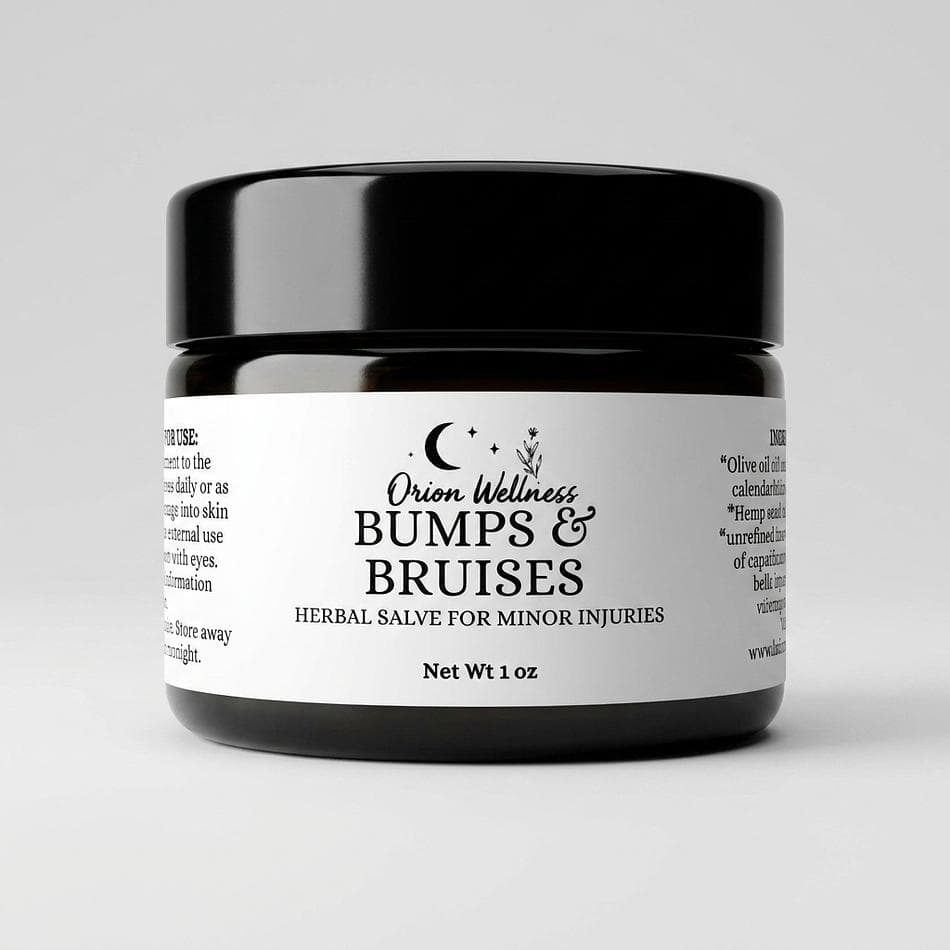 Herbal Bruise Balm, Calendula & Chamomile, Tallow + Hemp Oil, Soothes Bumps & Tender Skin, Jar