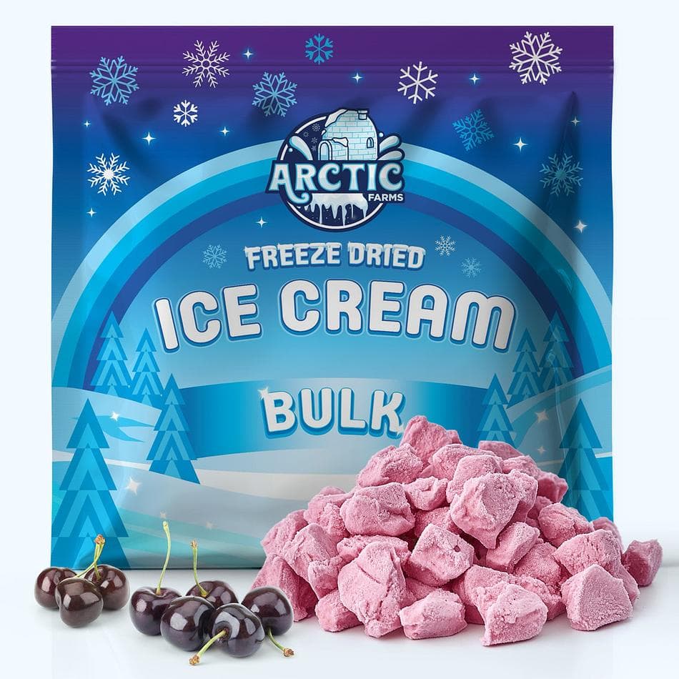 Freeze-Dried Ice Cream Bits, Black Cherry, No-Melt Crunchy Snack, Shelf-Stable, Bulk Bag (1 lb)