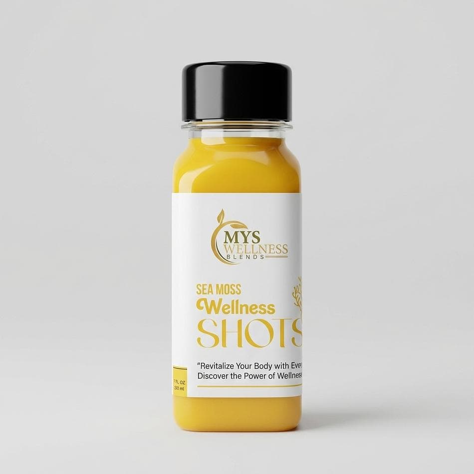 Sea Moss Wellness Shots, Ginger/Turmeric/Beets, Daily Energy & Digestion Support, 2 oz Bottles, 7-Pack