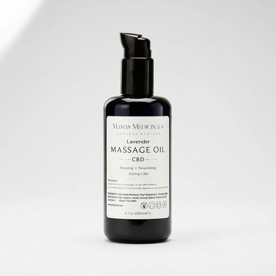 CBD Massage Oil, Arnica & Lavender, Organic Almond + Jojoba, Relaxing Face & Body Moisturizer, 200mL (500mg CBD)