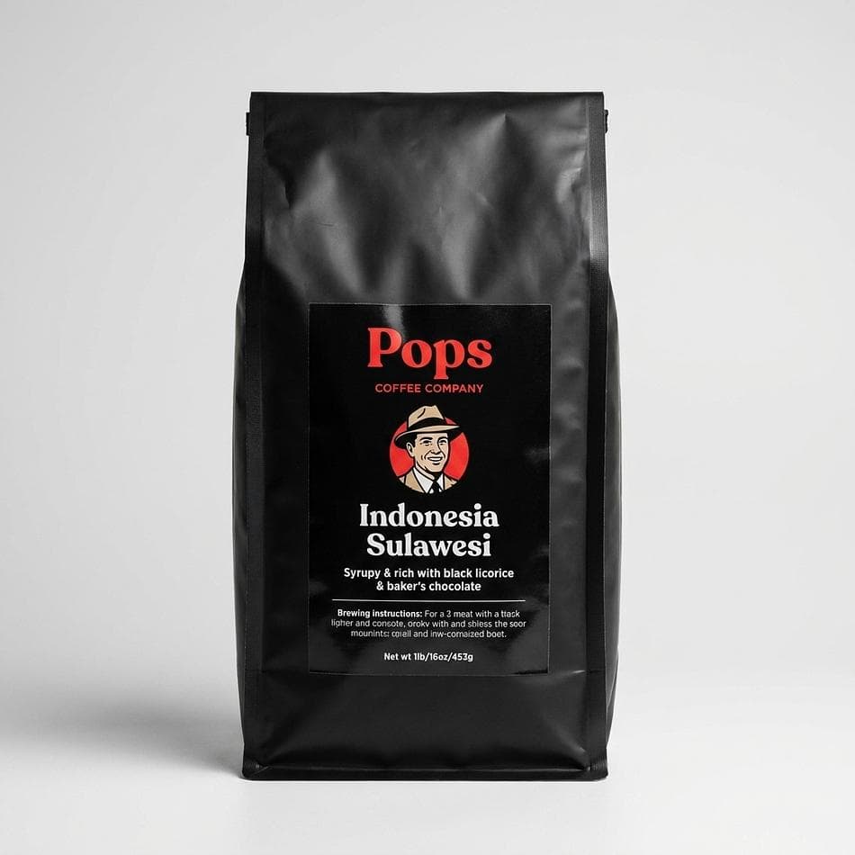 Sulawesi Single-Origin Coffee Beans, Syrupy & Dark Chocolate Notes, Air-Roasted, 1 lb Bag, Whole Bean or Ground