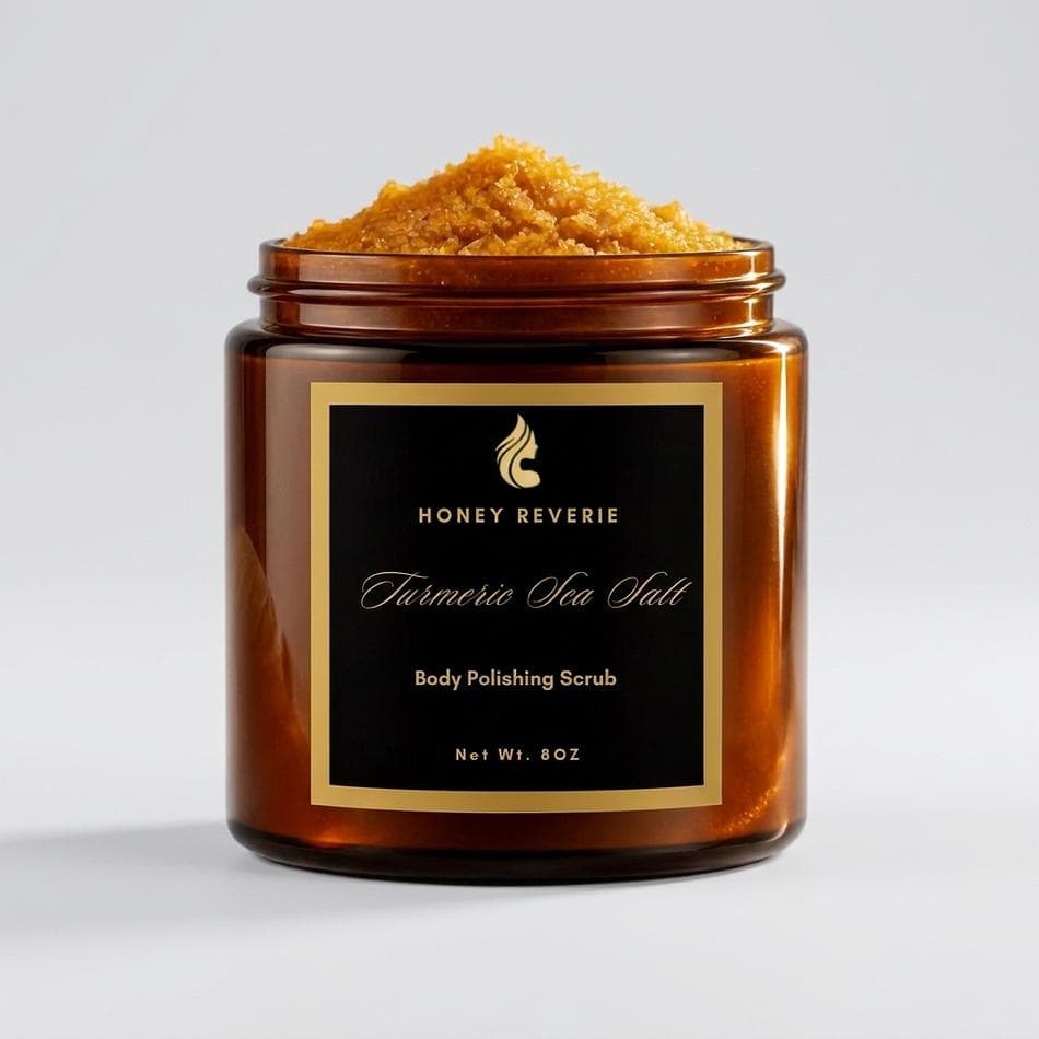 Turmeric Dead Sea Salt Body Scrub, Glycerin & Jojoba Oil, Brightening Exfoliating Polish for Smooth Skin, 1 Jar