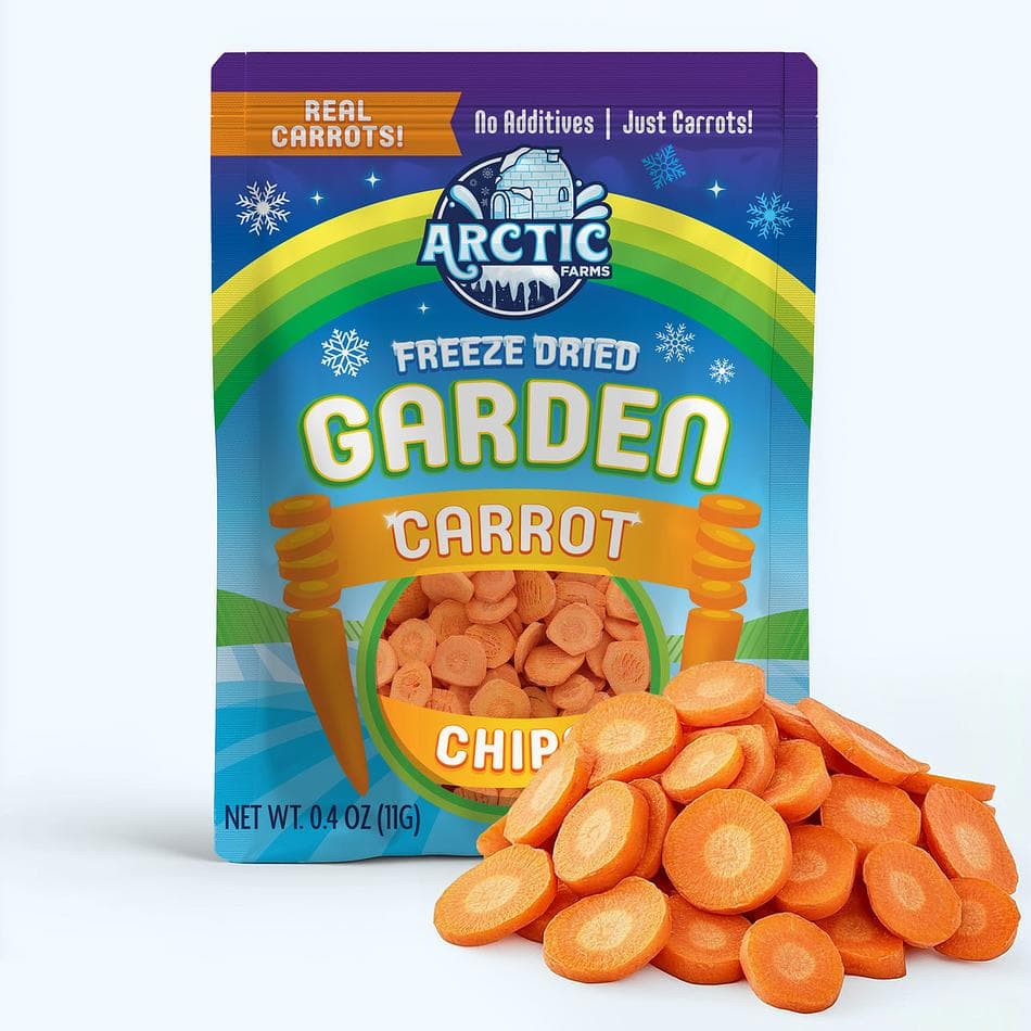 Freeze-Dried Carrot Chips, Naturally Sweet Crunchy Veggie Snack & Salad Topper, Resealable Bag (0.4 oz)