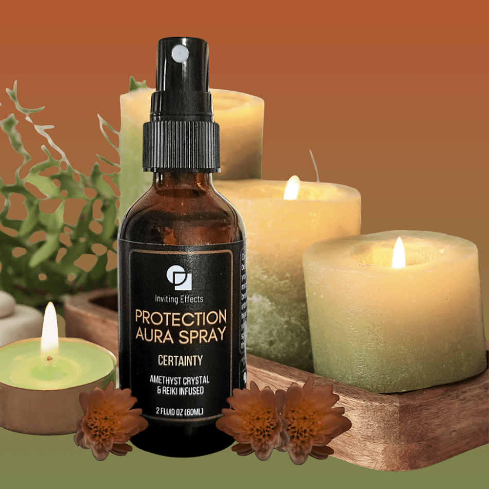 Protection Aura Spray, Amethyst Crystal & Essential Oils, Negative Energy Shield, 2 oz Glass Mist